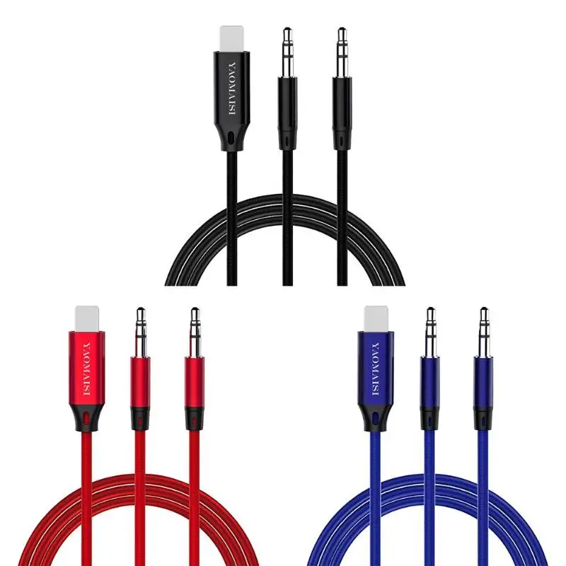 

New 3.5mm Male Aux Audio Digital Cable to Car Stereo Speaker Headphone 2 Output to 1 Input for iOS