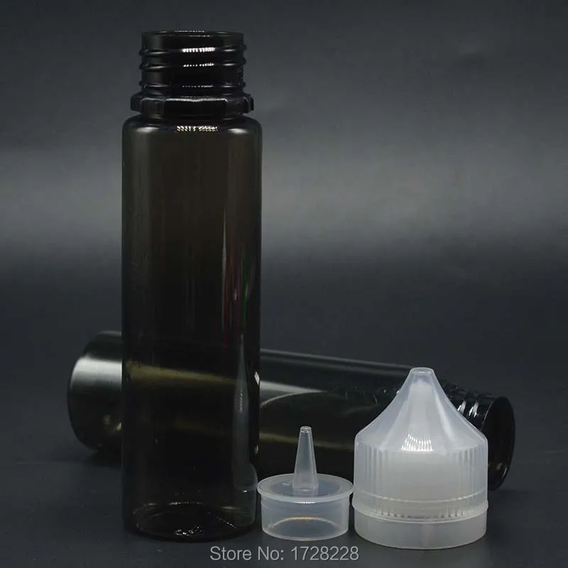 Оптовая продажа прозрачный черный пластиковый продукт 60 мл Бутылочка с дозатором-капельницей, защищенные от детей колпачки с длинный