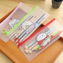 Цветной прозрачный чехол для карандашей с кроликом, офисные канцелярские принадлежности и школьные принадлежности, вместительный пластиковый пенал, 1 шт