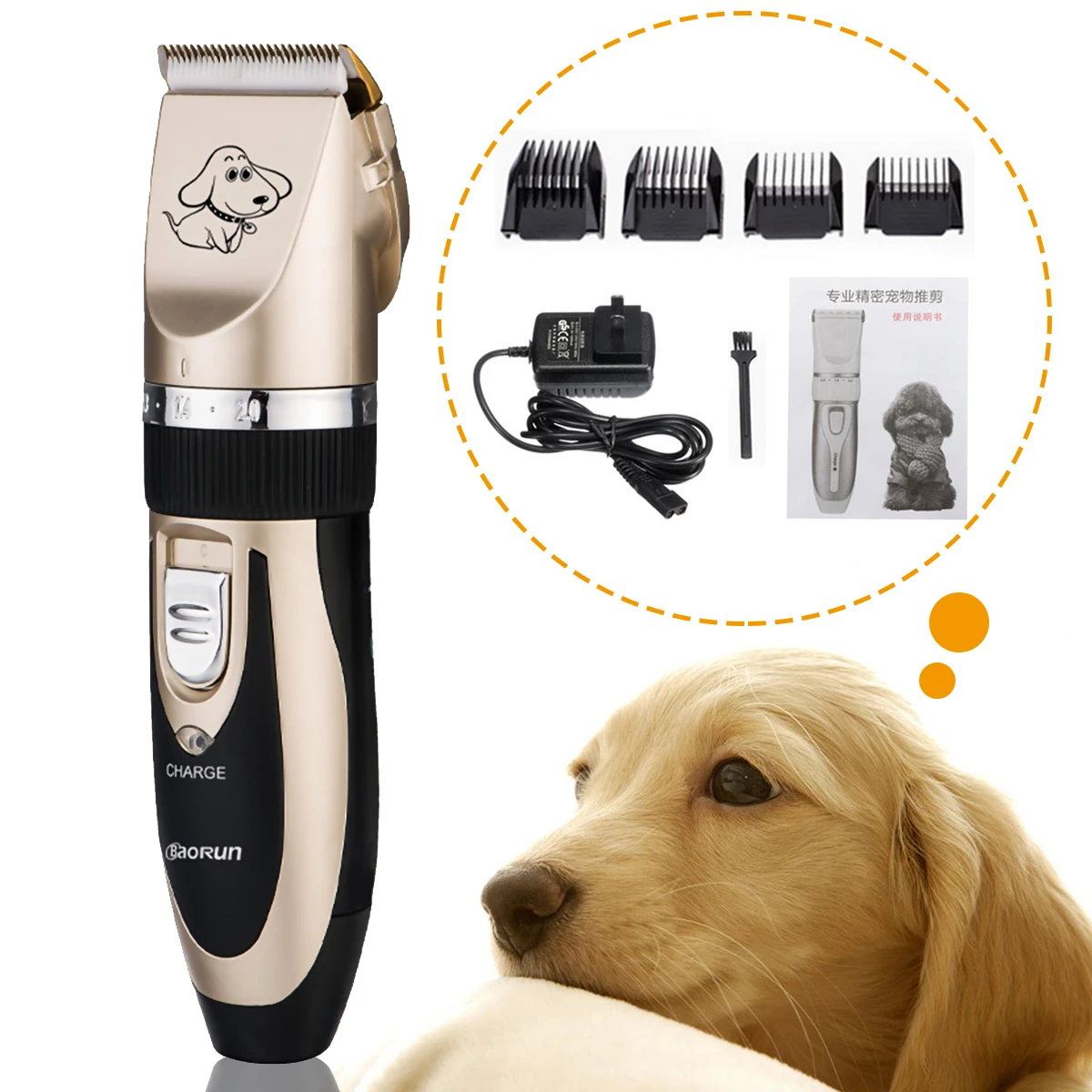 

Baorun Pet Dog Trimmers Rechargeable Electrical Hair Clippers Cat Dog Shavers Hair Cutter Machine Grooming Tool US