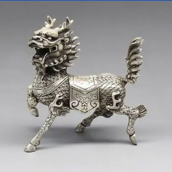 

Chinese Silver Copper Statue - Kirin statue