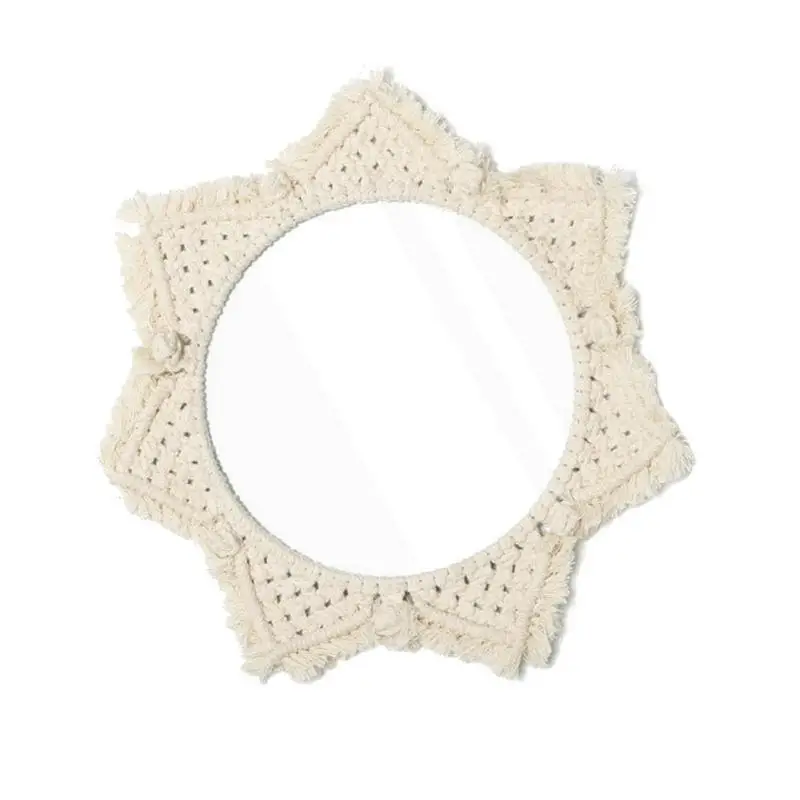 

Round Bohemian Mirror Macrame Hand - Made Cotton Rope Home Hanging Wall Mirror Stylish Bedroom Decoration Supplies
