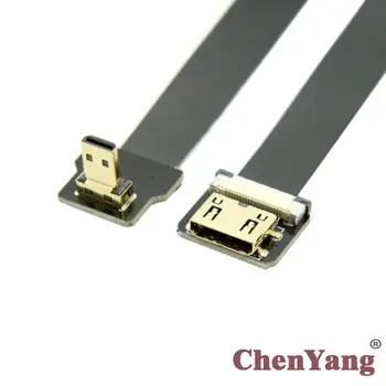 

CY 10pcs/lot FPV Micro HDMI Male 90 Degree Down Angled to Mini HDMI Female FPC Flat Cable