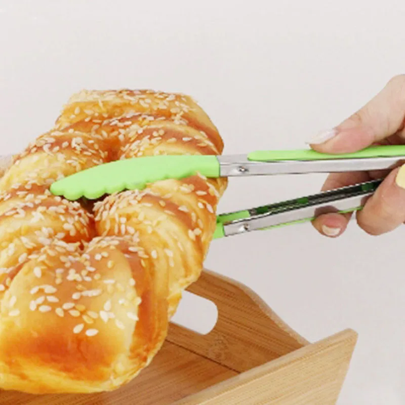 

Multifunction Bread Clamp BBQ Tong 1 pcs Food Clip Salad Serving Kitchen Gadgets Stainless Steel Handle Cooking Tools 7 Inch