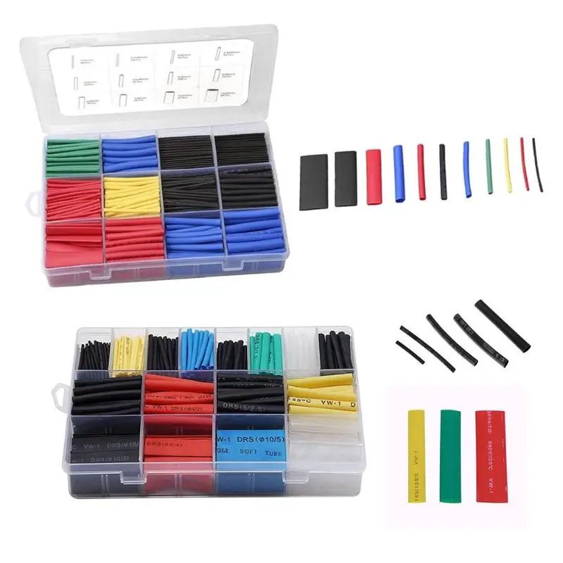 

1 Box Insulation Shrinkable Tubes Assortment Heat Shrink Tubing Tube Polyolefin Cable Wire Sleeve Wrap 55C+ 125C