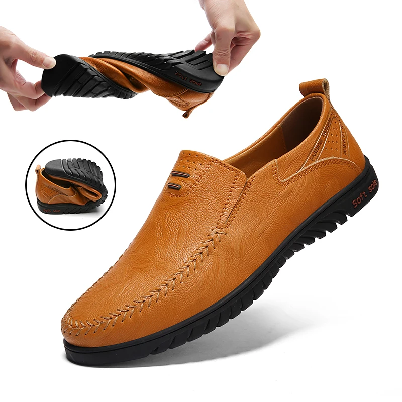 

Men Shoes Genuine leather Comfortable Men Casual Shoes Footwear Chaussures Flats For Men Slip On Lazy Shoes Zapatos Hombre