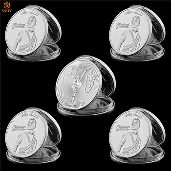 

5Pcs World Super Music Star Michael Jackson Grammy Trophy Silver Metal Collectible Coin