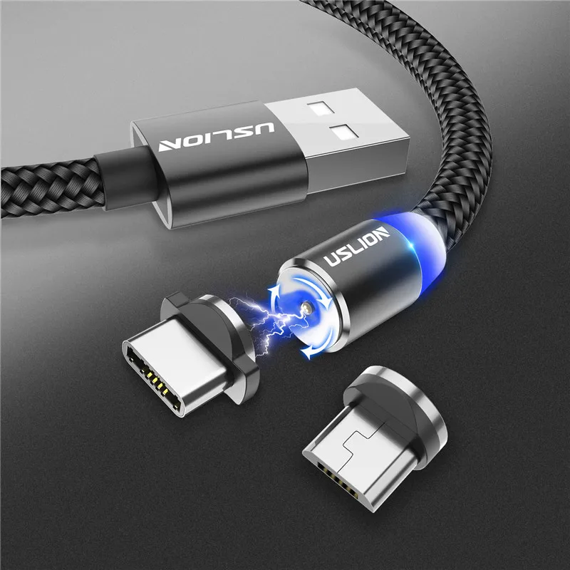 Магнитный кабель USLION Micro usb Type C адаптер для быстрой зарядки магнитное зарядное