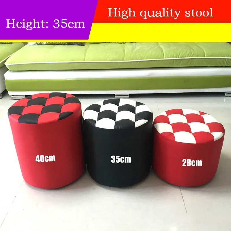 

35cm Fashion creative small chair round stool to change shoes sofa stool checkered bench shoes short stool