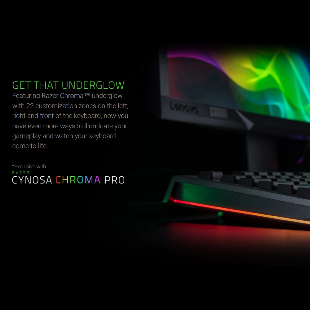 Игровая мембранная клавиатура Razer Cynosa Chroma Pro RGB с подсветкой для игр полностью