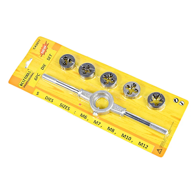 

6pcs M6/M7/M8/M10/M12 Metric Die Wrench Set M6-M12 HSS Die Set + Handle Ratchet M6/M7/M8/M10/M12
