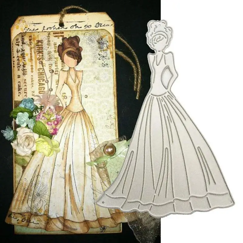 

Lady Long Dress Shape Cutting Dies Handmade DIY Stencils Template Embossing for Card Scrapbooking Craft Embossing