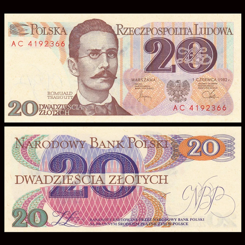 

Poland 20 Zloty, 1982, P-149, Banknotes, UNC, Uncirculated, Collection, Gift, Europe, Original Paper Notes