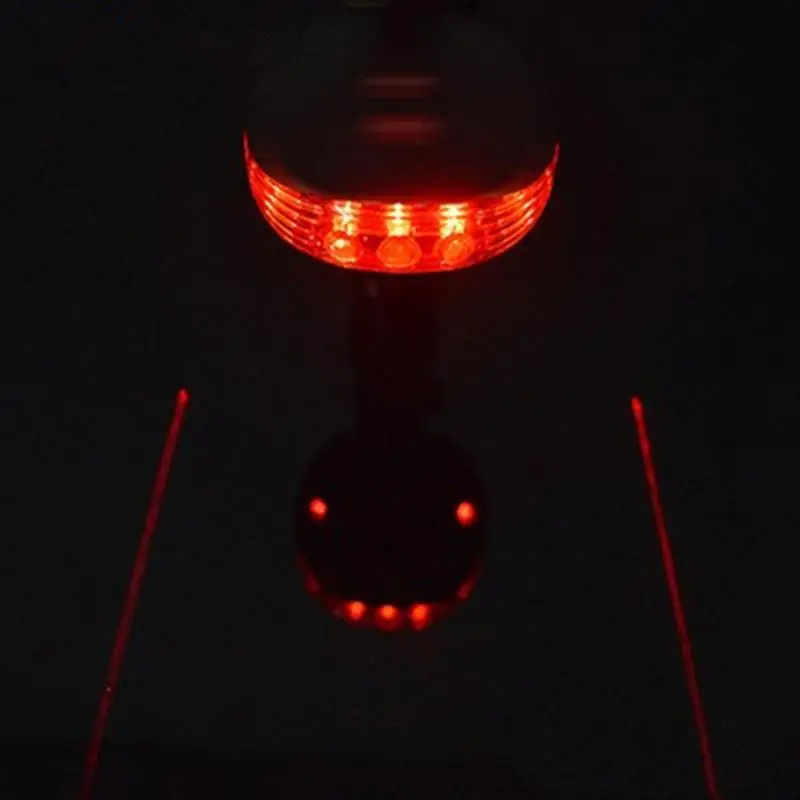 

Cycling Light Waterproof 5 LED Red Blue 2 Lasers mtb Safety Warning Bicycle Tail Light Battery included 2 Color