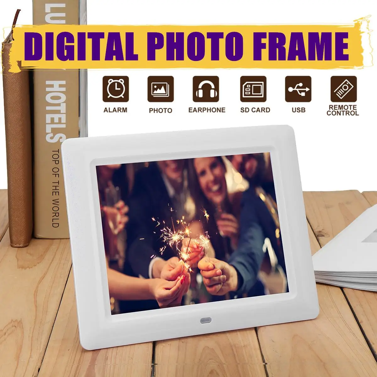 

Multi-functional 8 Inch TFT-LCD HD Digital Photo Frame Clock MP4 Movie Player Electronic Album With Remote Control 217x173x23mm