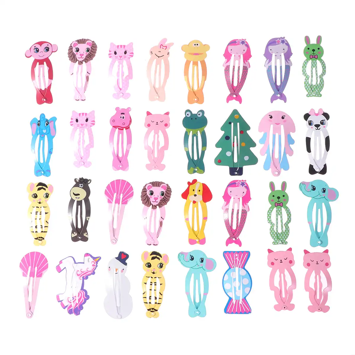 33 Pcs Hair Clips Lovely Cute Metal Animal Pattern Snap Hairpins