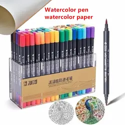 80 цветов две головки акварельные кисти ручка с бумага для гуаши маркеры для рисования цветные манга фломастеры для школьников