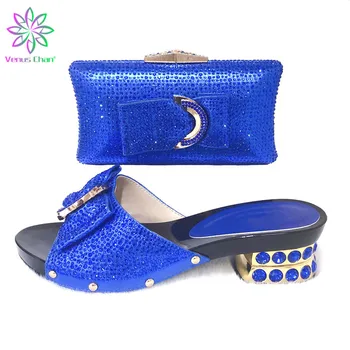 

Summer Style Italian Decorated With Rhinestones Shoes And Bag Set African High Heels Shoes And Bag Set For Wedding TX-871