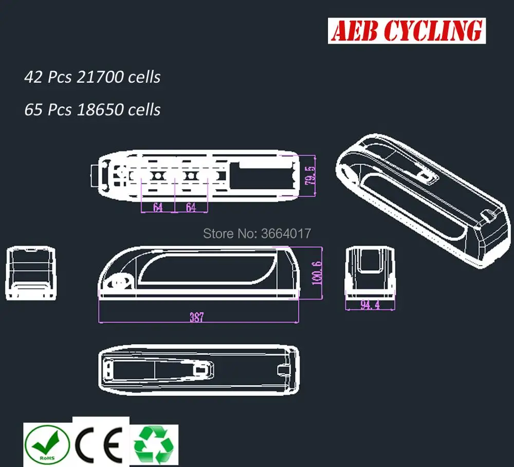 Clearance Free shipping jumbo shark BBG down tube ebike battery case 42 Pcs 21700 cells/65 Pcs 18650 ebike battery case for fat tire bike 1