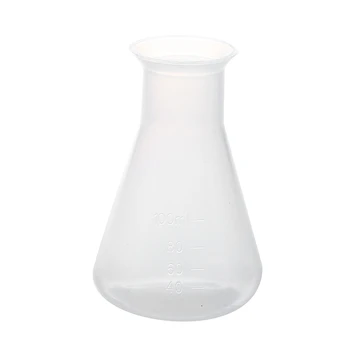 

100ml Clear White Plastic Laboratory Chemical Conical Flask Storage Bottle