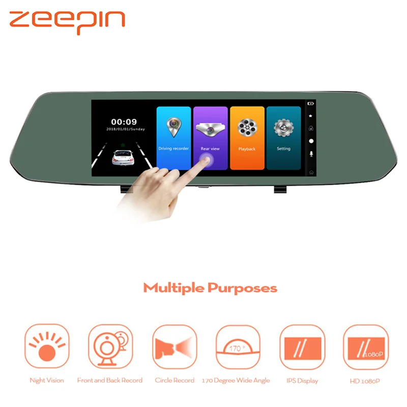 

7 Inch Touch Screen Car DVR Camera 170 Degrees Angle Rearview Mirror Video Recorder Dash Cam Auto Camera Portable Recorder