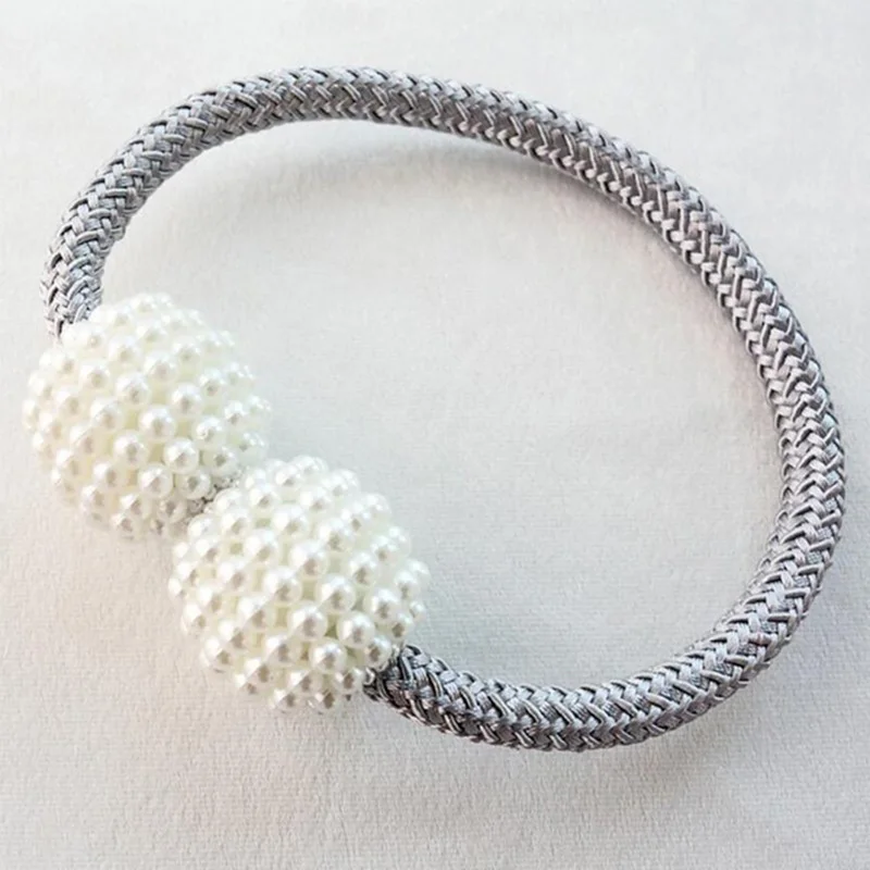 

1*Pearl Magnetic Ball Holders Lace-up Clip Hanger Buckle Tie Back Curtain Straps