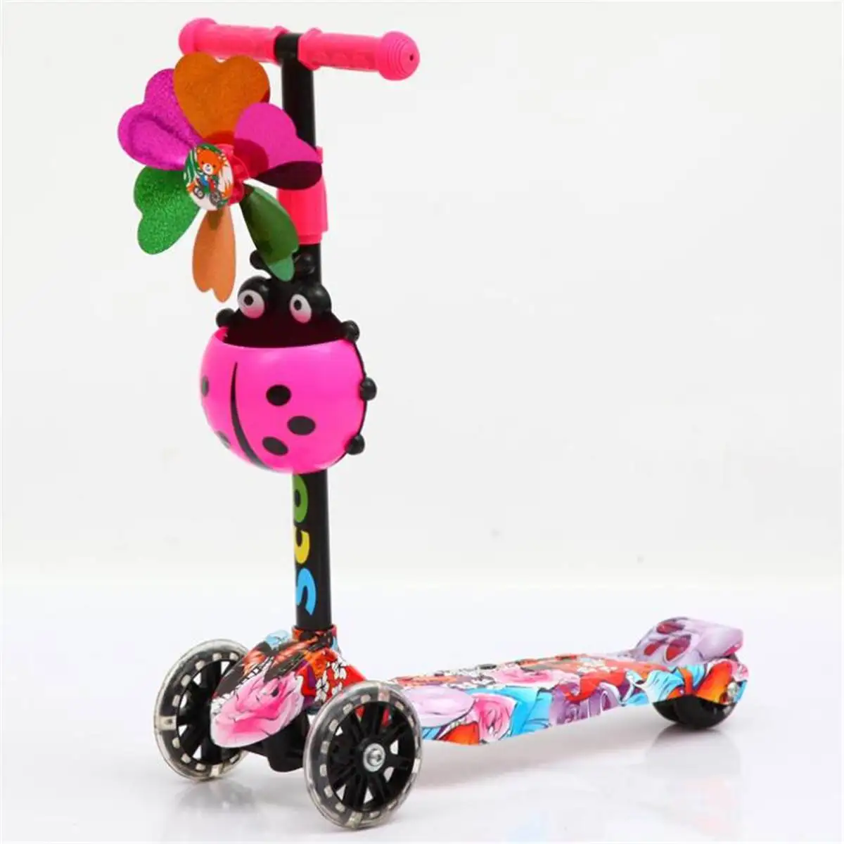 Children's Adjustable Unisex Kick Scooter LED Light Up 4 wheel Foot Scooters Children City Roller Skateboard Gifts For Kids
