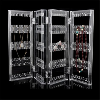 

Acrylic Screen Foldable Jewelry Display Stand Necklace Cabinet Stand Rack Ear Stud Earrings Storage Rack Jewelry Showcase Stand