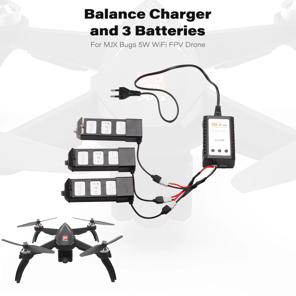 

MJX Bugs 5W Battery Balance Charger w/ 3 Batteries for MJX Bugs 5W FPV B5W WiFi Drone Parts