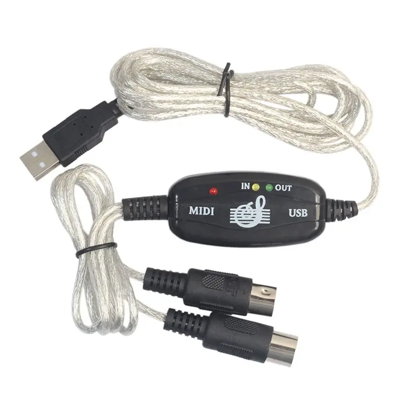 2 м USB к MIDI интерфейсу конвертер Кабель ПК музыкальной клавиатуре адаптер Черный |