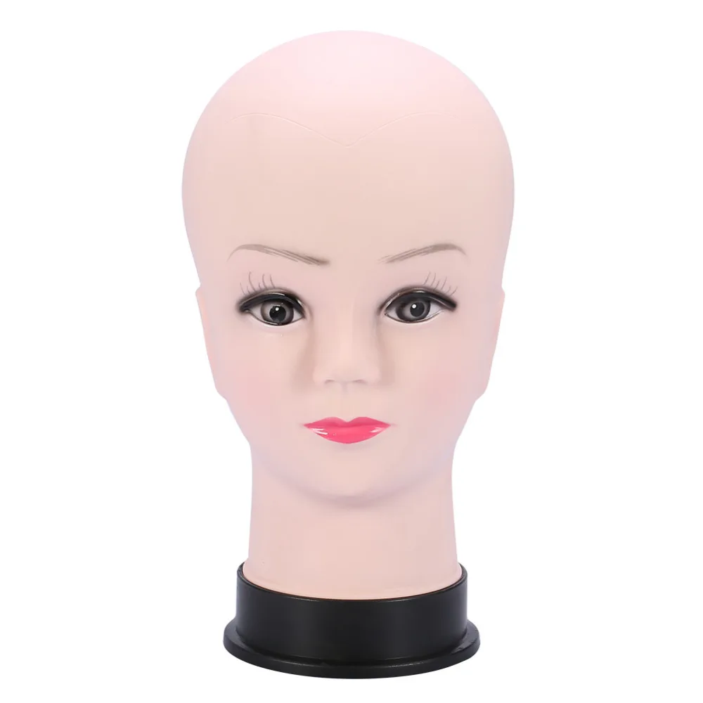 

PVC Mannequin Head Model Female Wig Making Hat Display With Base Eyelash Makeup Practice Traning Bald Head Model