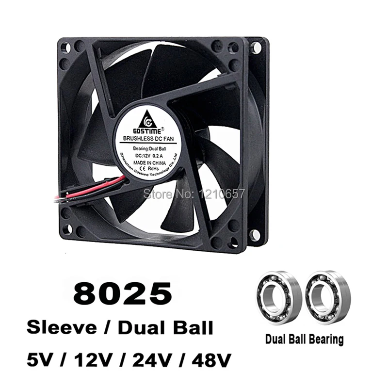 80mm x 80mm x 25mm 12V 3PIN DC Computer CPU Case Heatsink Cooler Cooling Fan