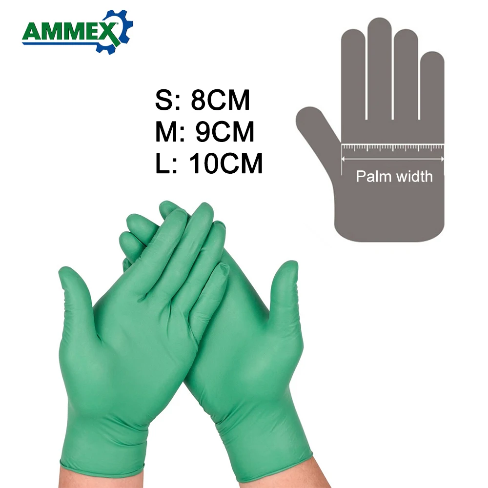 AMMEX 100 шт одноразовые перчатки разлагаемые толстые нитриловые резиновые перчатки для домашней кухни пищевой лаборатории для очистки использования