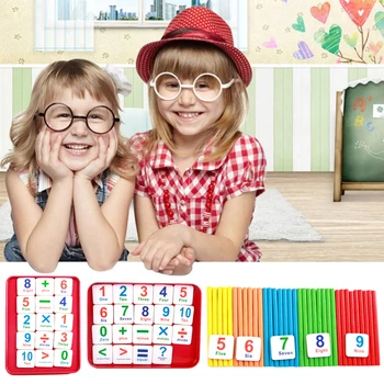 

Kids Colorful Magnetic Number Letter Symbol Cards with Wooden Counting Rods Sticks Math Mathematics Learning Teaching Toy
