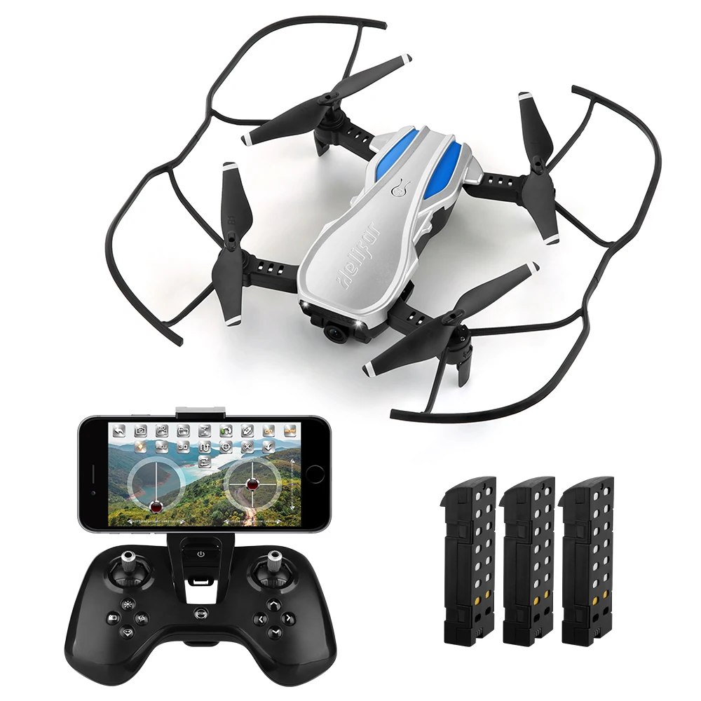 Helifar H1 720P WiFi FPV удержание высоты складной RC Квадрокоптер яркие светодиодные