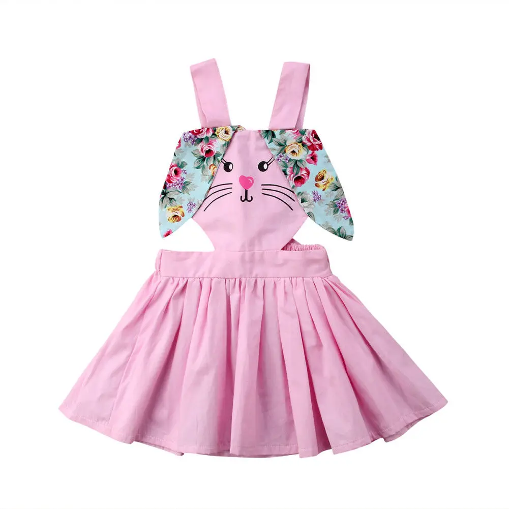 

Toddler Kids Baby Girls Clothes Dress Cute Bunny Ears Floral Sleeveless Dress Cotton Sundress Clothes