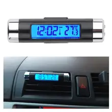 Digital car clock LCD Temperature Thermometer Clock 2 in 1 Car Digital Time Clock Air Vent Outlet Clip On clock in car onewell high quality 3in1 digital lcd clock screen car auto vehicle time clock thermometer voltage two color luminous