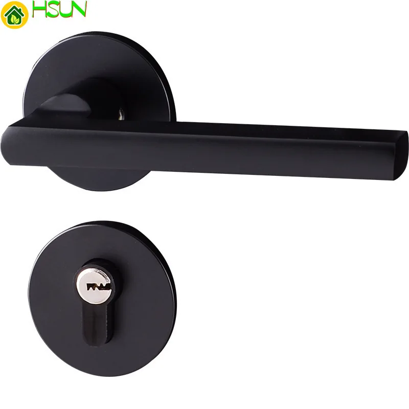 Us 43 58 12 Off European Space Aluminum Door Lock Indoor Door Bedroom Black Split Type Lock Holding Hand Lock Hardware Solid In Locks From Home