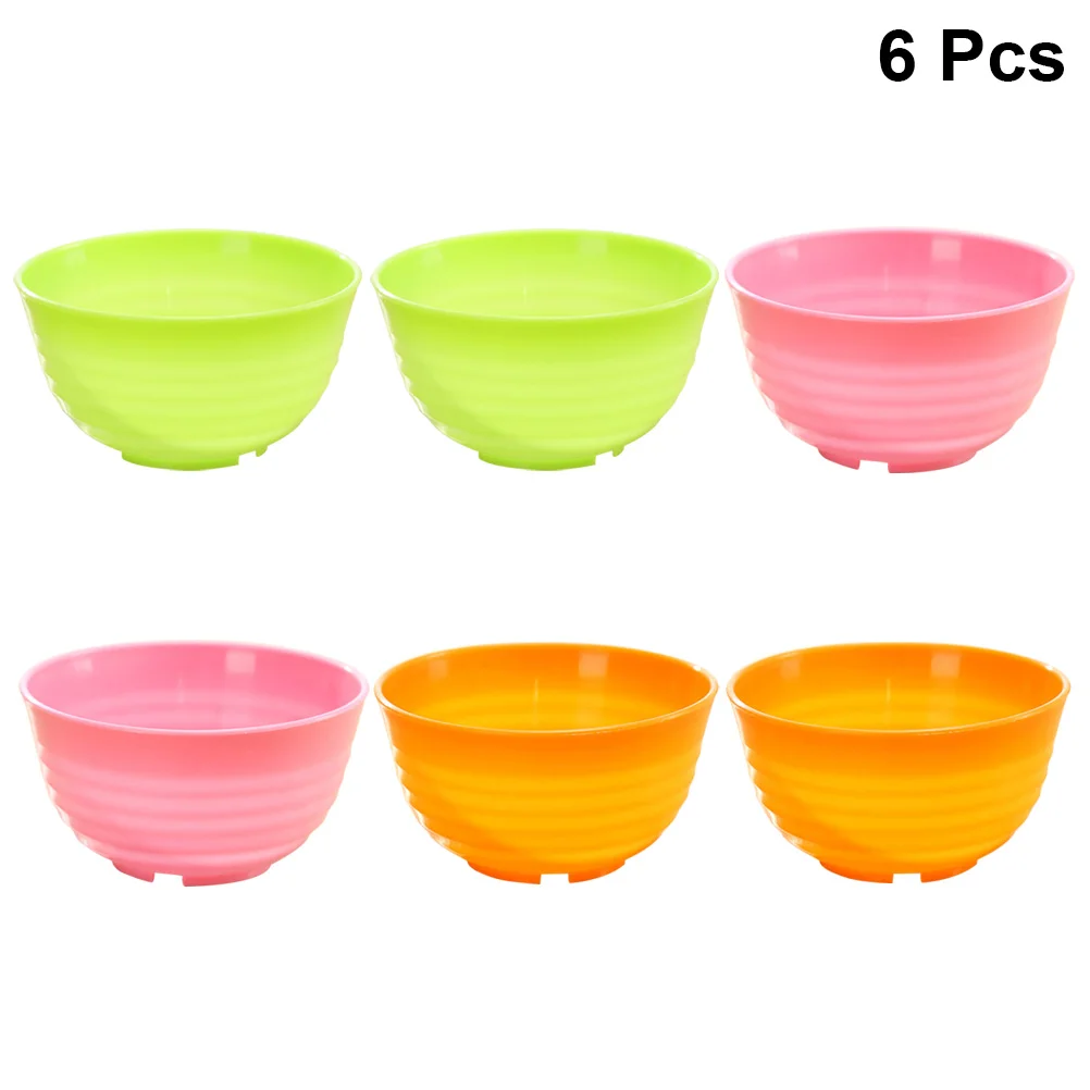 

6pcs Unbreakable Bowls Plastic Reusable Round Mixing Serving Bowl Dish for Pasta Candy Parties Side Snack Salad Dip kitchen tool