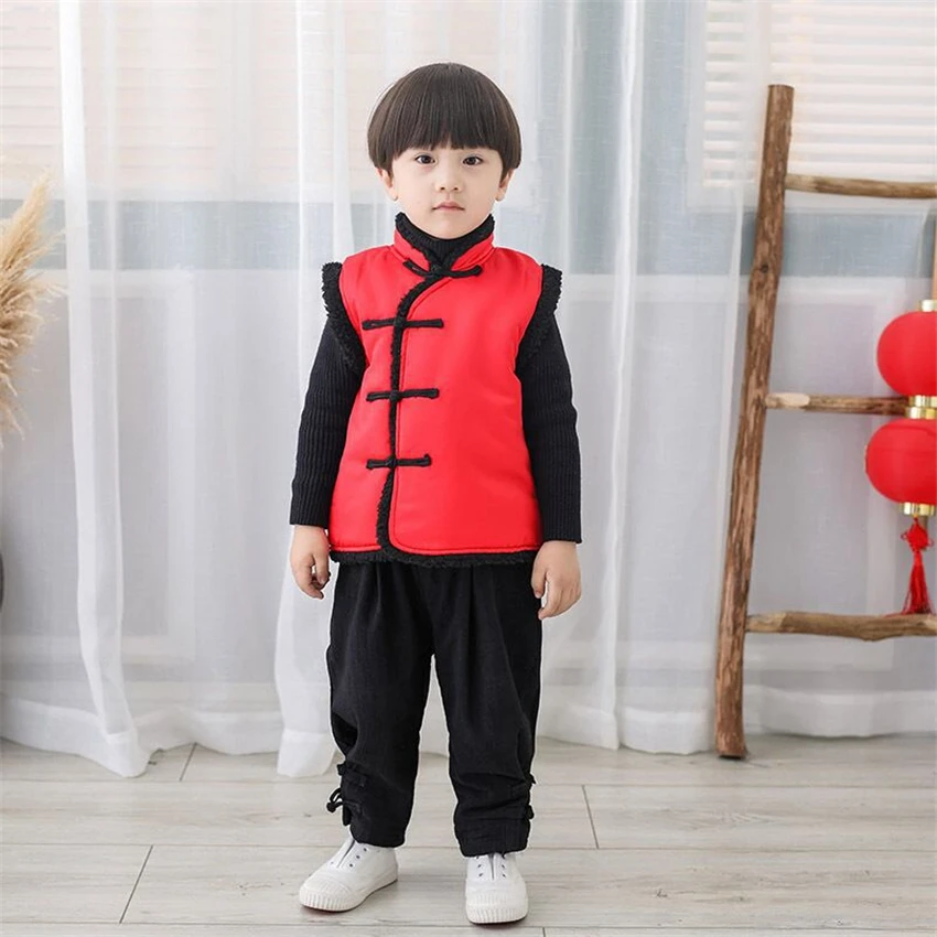 2019 New Year Boys Girls Vest Traditional Chinese Clothing Fashionable