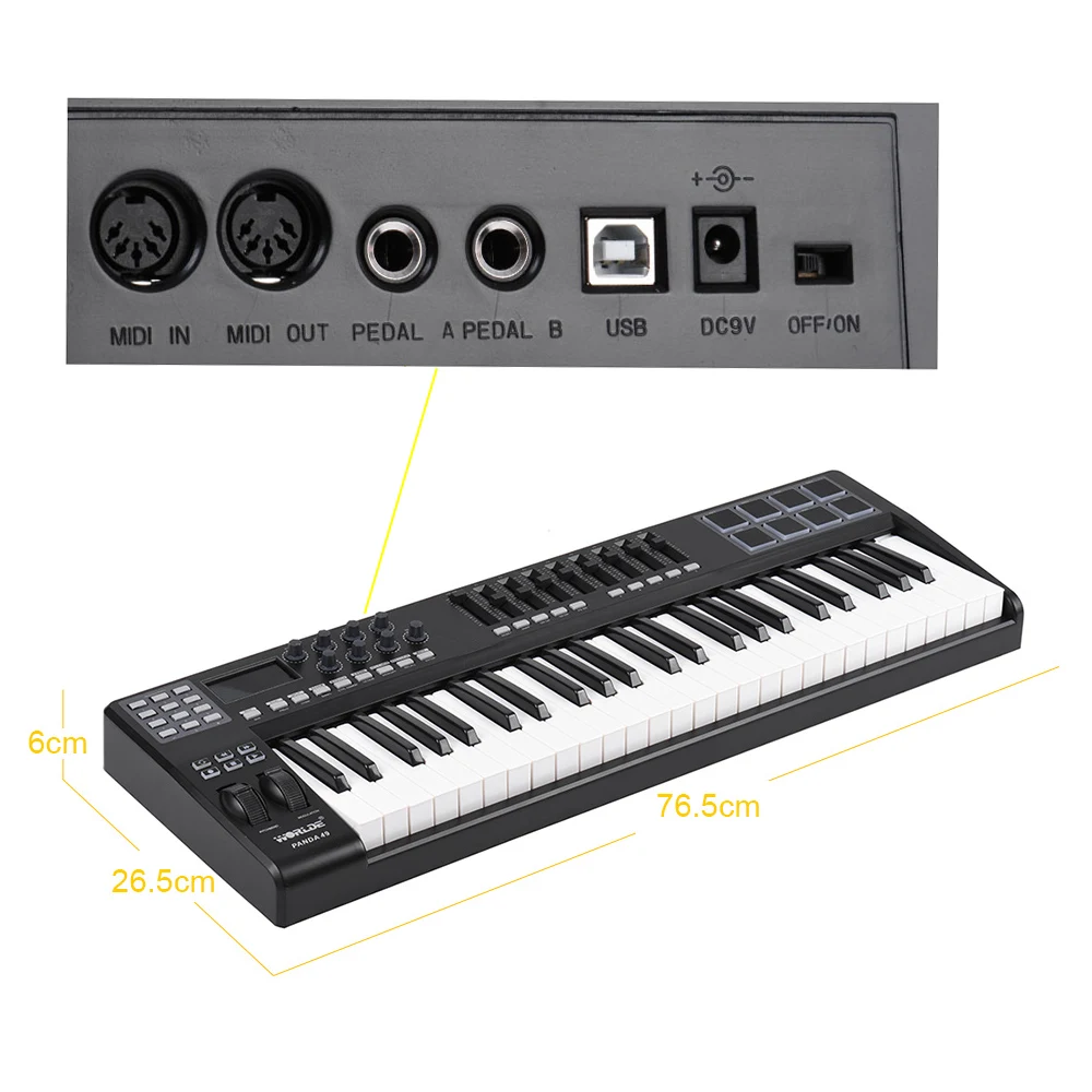 На выбор PANDA49 MIDI контроллер клавиатуры 49-ключ USB MIDI контроллер 8 зеленого и синего цветов с подсветкой триггерные подушки с USB кабелем