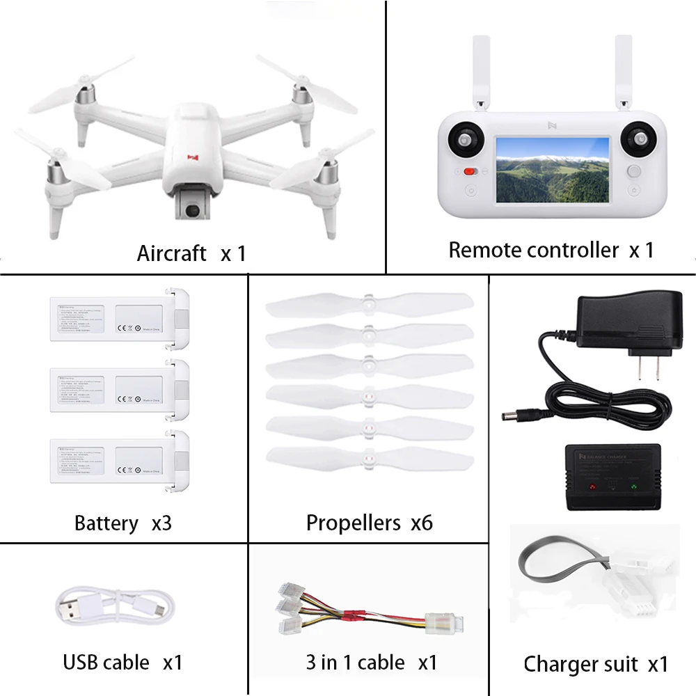 В наличии Xiaomi FIMI A3 5 8G GPS Дрон 1 км с видом от первого лица 25 минут 2 оси Gimbal 1080P камера