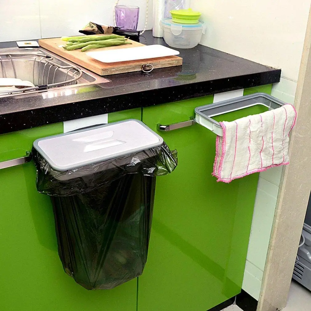 Дверь шкафа задняя висячая корзина для мусора для хранения кухонного мусора мешок для мусора держатель может Висячие кухонный шкаф стеллаж для мусора