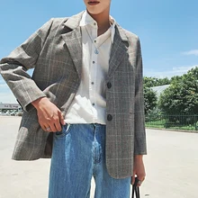 Hong Kong Style Spring Fashion Trend Casual Plaid Men Suit Male Korean Version Loose Ulzzang Temperament Small Jacket Suits Hong Kong Style Spring Fashion Trend Casual Plaid Men Suit Male Korean Version Loose Ulzzang Temperament Small Jacket Suits