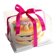 2 шт. Подарочная коробка пользовательский прозрачный ПЭТ коробка для праздничного торта дюймов увеличение толстой пластиковой подарочной коробки на день рождения упаковка для выпечки