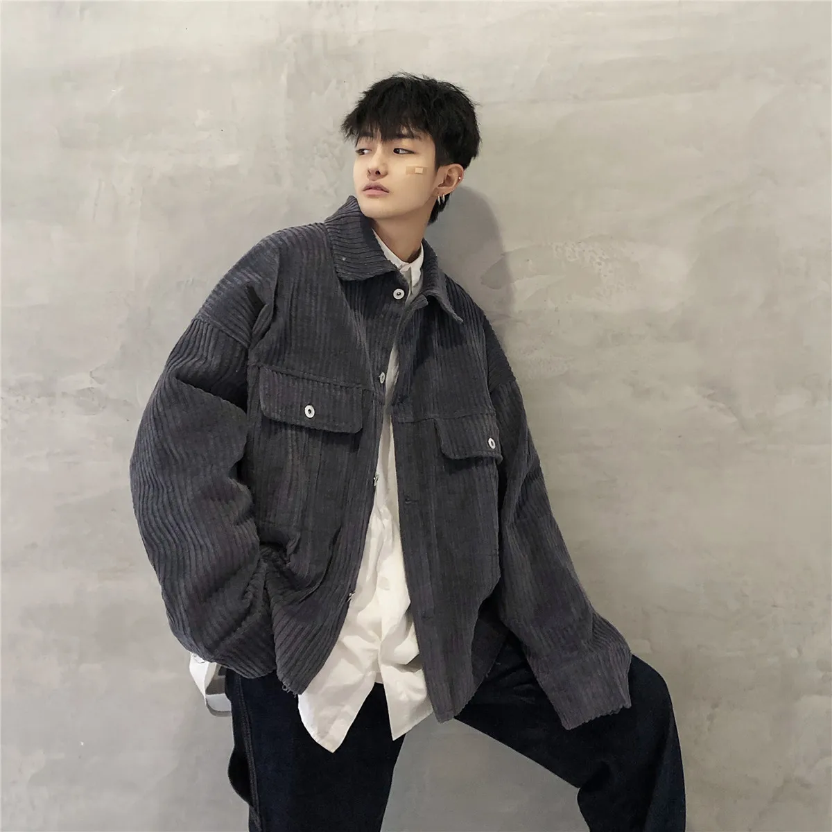 Men's Corduroy Fabric Coats Streetwear Brand Bomber Jackets Fashion Outerwear Grey Color Windbreaker hip hop jaket men clothes Men's Corduroy Fabric Coats Streetwear Brand Bomber Jackets Fashion Outerwear Grey Color Windbreaker hip hop jaket men clothes