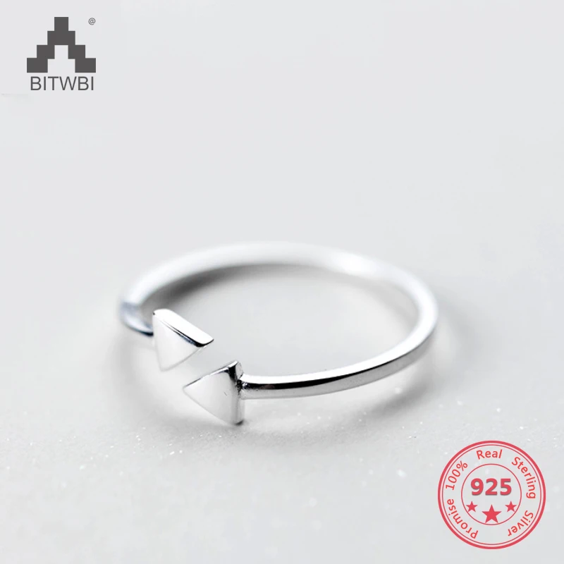 

Factory Price 100% 925 Sterling Silver Fashion Concise Triangle Open Ring Fine Jewelry for Female