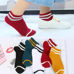 2019 Лидер продаж японский Уличная Стиль женские носки хлопковые повседневные Мягкие двухполосные полосатые носки дышащие для зимы
