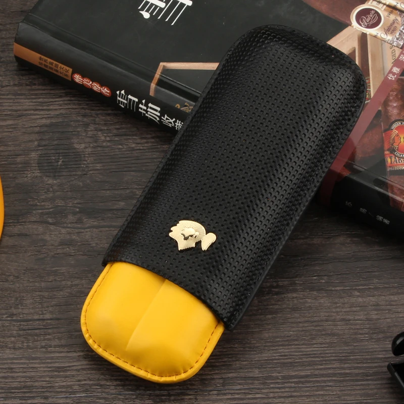 

FREE SHIPPING COHIBA Classic yell&black doulbe tubes cigar case for travel smoking cigar