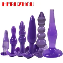 HEBUZHOU 6pcs/set Anal Dildo Erotic Adult Gay Silicone Anal Plug Butt Plug Anal Prostate Massager Beads Sex Toys for Woman Men